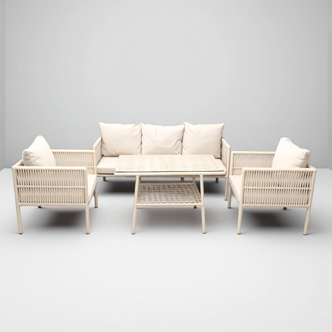 Kuzey Rattan Oturma Takımı 3+1+1+Sehpa - Krem