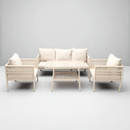 Kuzey Rattan Oturma Takımı 3+1+1+Sehpa - Krem