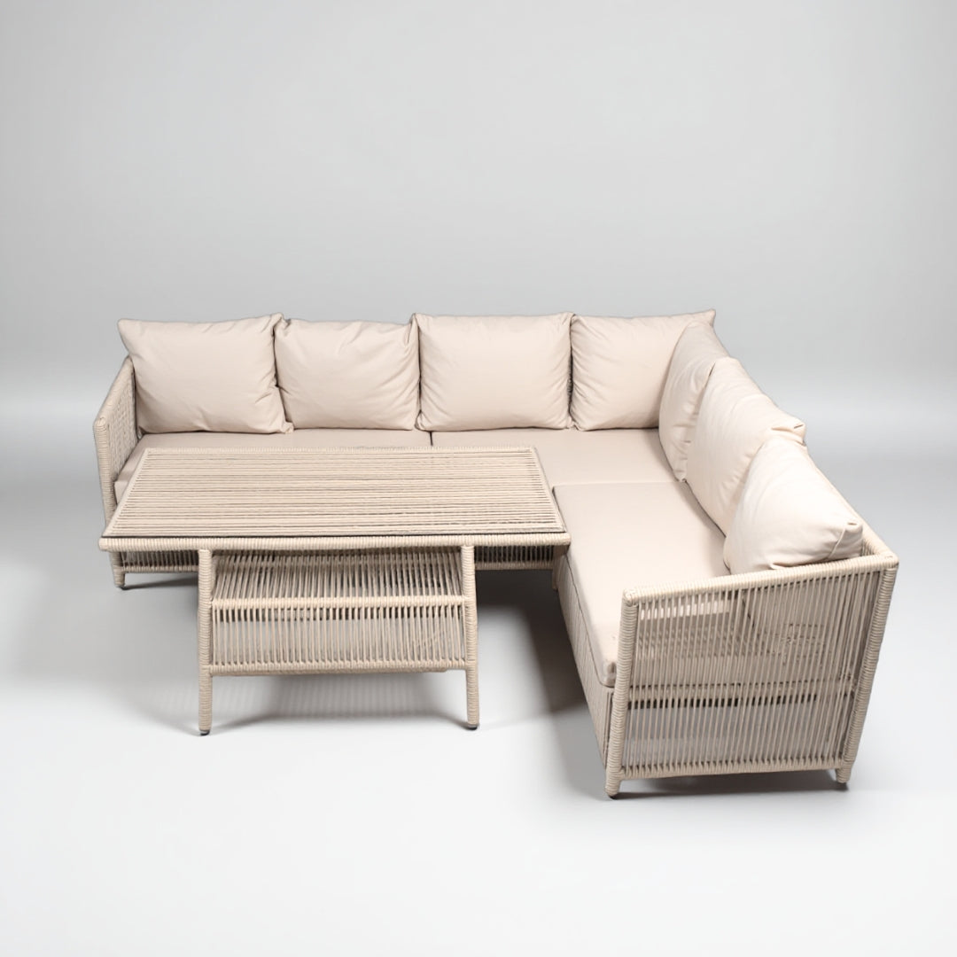 Jenga Rattan Köşe Takımı - Krem