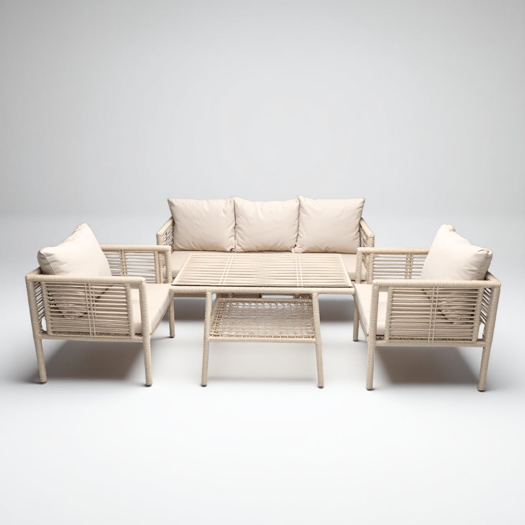 Defne Rattan Oturma Takımı 3+1+1+Sehpa - Krem