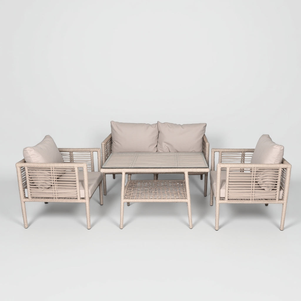 Defne Rattan Oturma Takımı 2+1+1+Sehpa - Krem