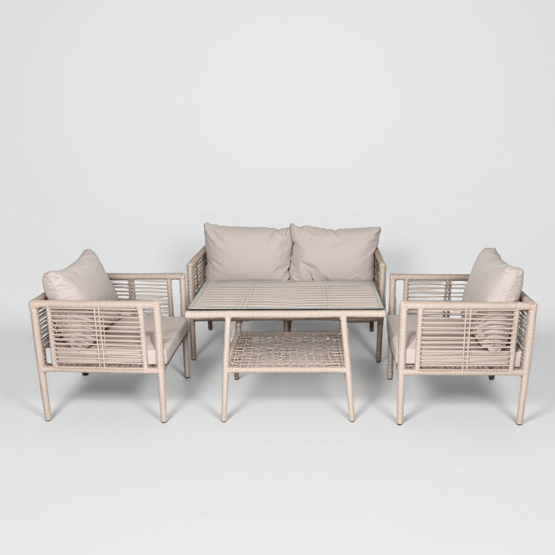 Defne Rattan Oturma Takımı 2+1+1+Sehpa - Krem