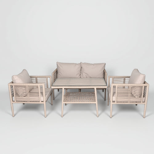 Defne Rattan Oturma Takımı 2+1+1+Sehpa - Krem