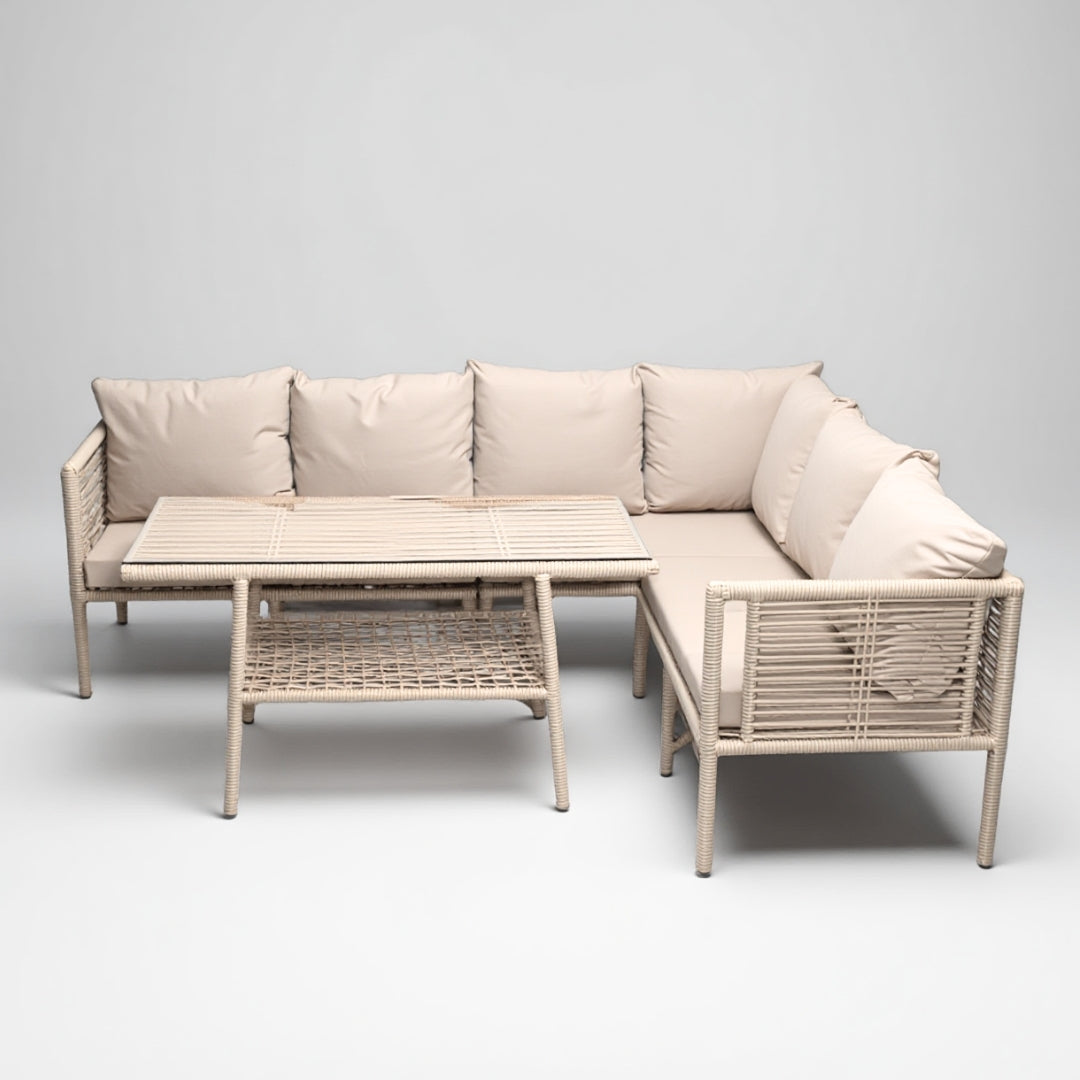 Defne Rattan Köşe Takımı - Krem