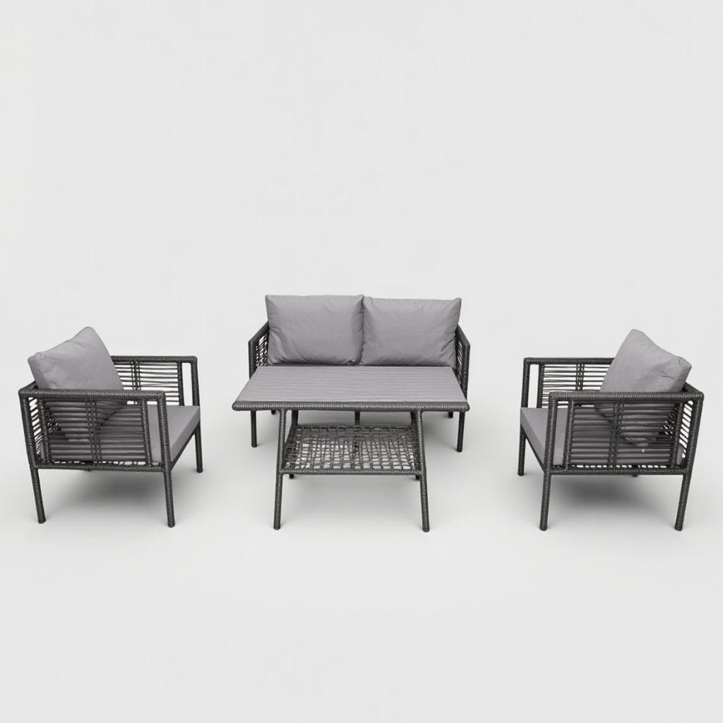 Defne Rattan Oturma Takımı 2+1+1+Sehpa - Antrasit