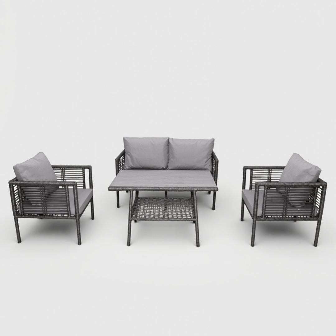 Defne Rattan Oturma Takımı 2+1+1+Sehpa - Antrasit