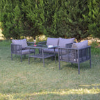 Defne Rattan Oturma Takımı 2+1+1+Sehpa - Antrasit