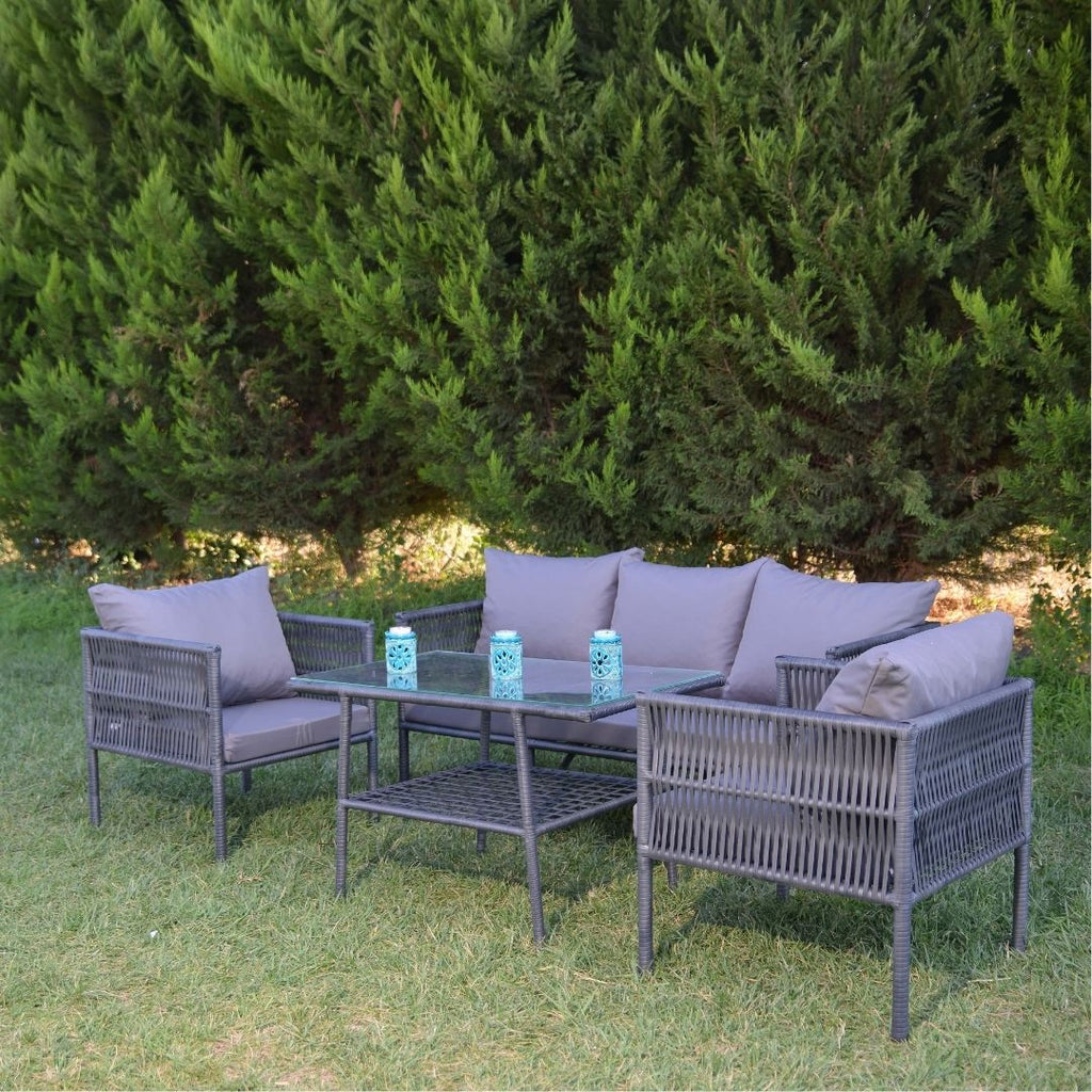 Kuzey Rattan Oturma Takımı 3+1+1+Sehpa - Antrasit