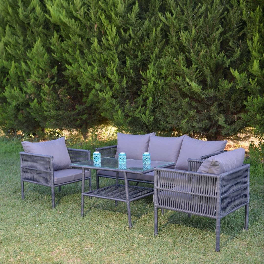Kuzey Rattan Oturma Takımı 3+1+1+Sehpa - Antrasit