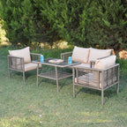 Defne Rattan Oturma Takımı 2+1+1+Sehpa - Çim