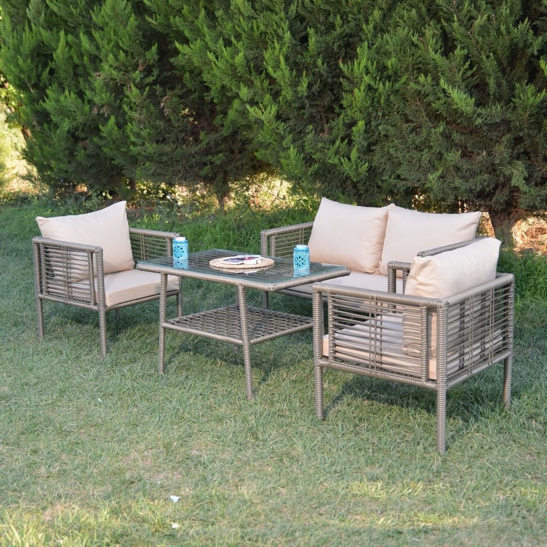 Defne Rattan Oturma Takımı 2+1+1+Sehpa - Çim