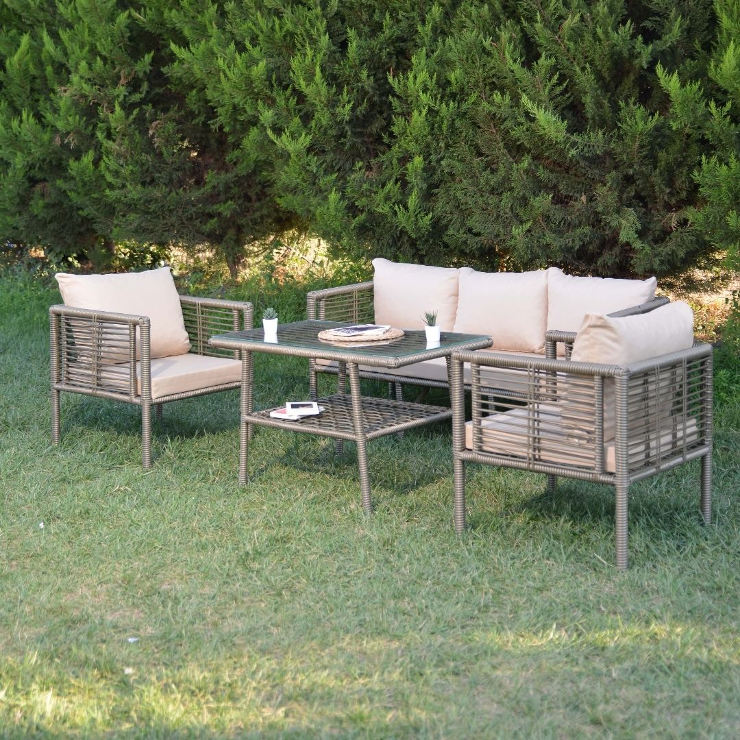 Defne Rattan Oturma Takımı 3+1+1+Sehpa - Çim