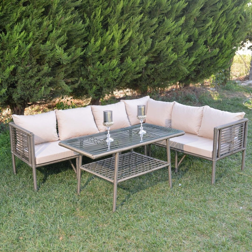 Defne Rattan Köşe Takımı - Çim