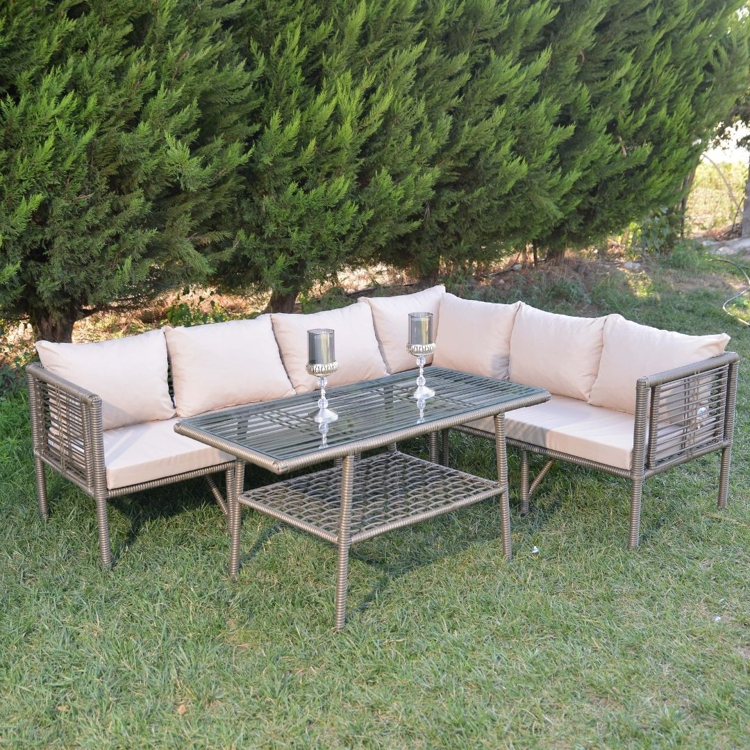 Defne Rattan Köşe Takımı - Çim