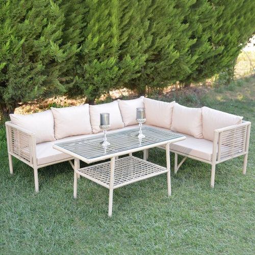 Defne Rattan Köşe Takımı - Krem