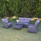 Mars Rattan Oturma Takımı 2+1+1+Sehpa - Antrasit