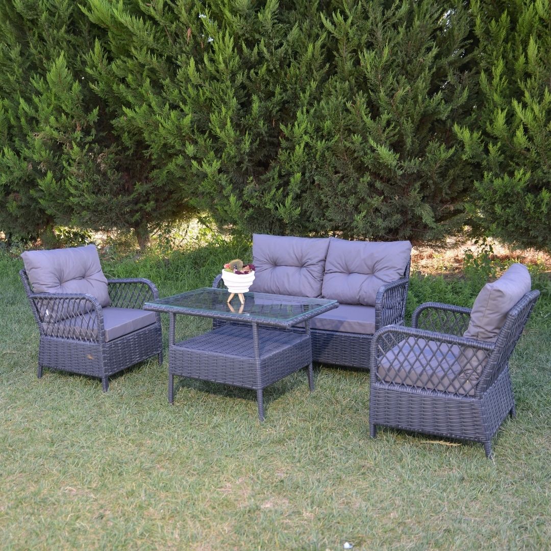 Mars Rattan Oturma Takımı 2+1+1+Sehpa - Antrasit