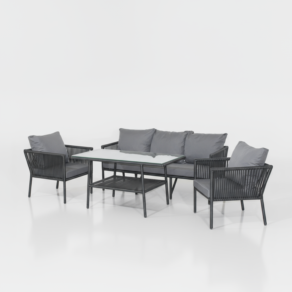 Rio 3+1+1 Rattan Oturma Takımı - Antrasit
