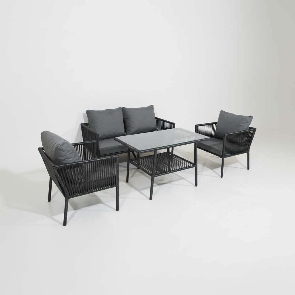 Rio 2+1+1 Rattan Oturma Takımı - Antrasit