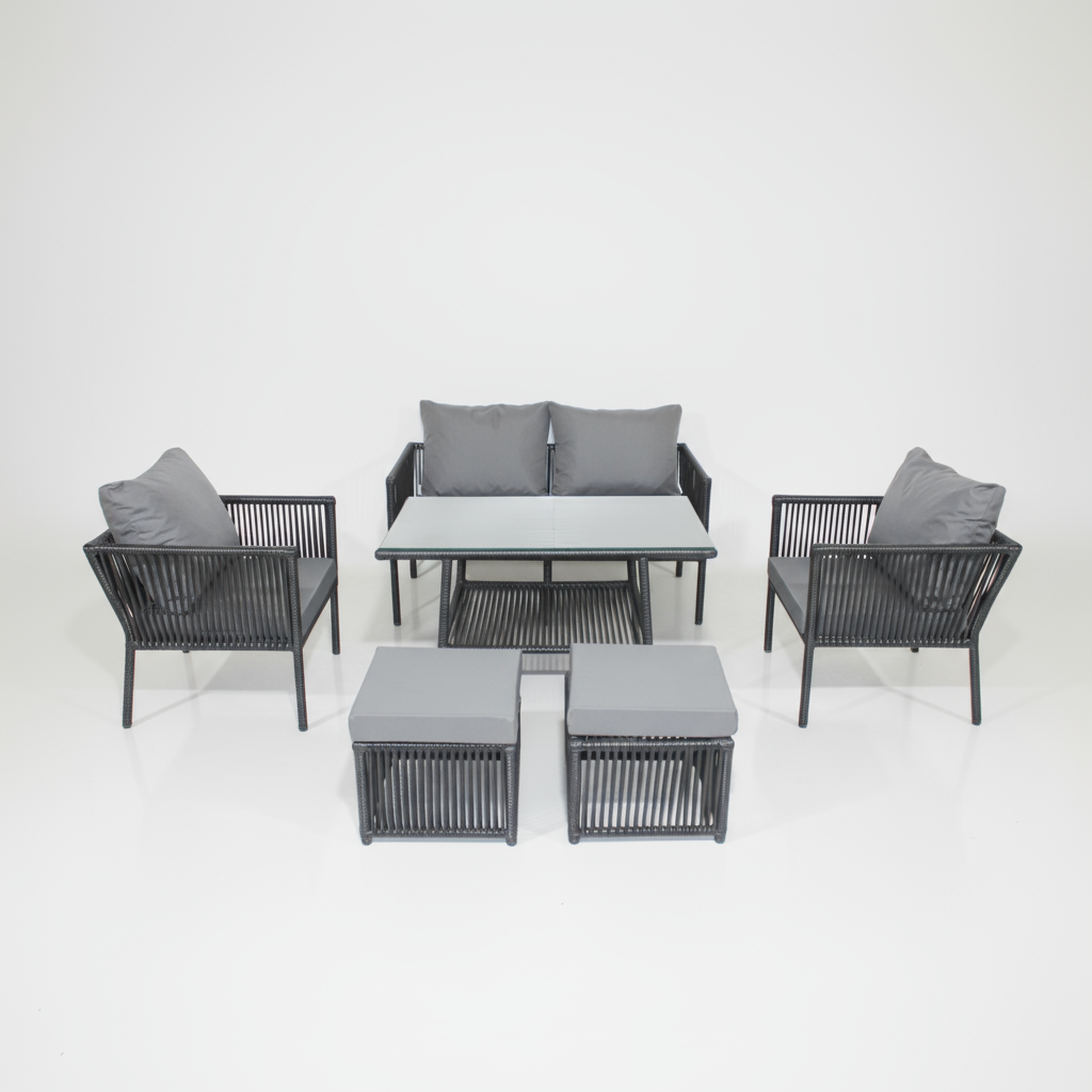 Rio 2+1+1+2Puf Rattan Oturma Takımı - Antrasit