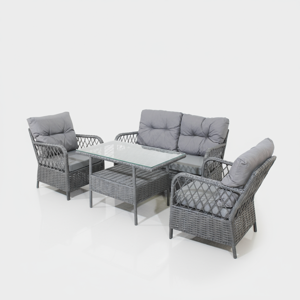 Mars Rattan Oturma Takımı 2+1+1+Sehpa - Antrasit