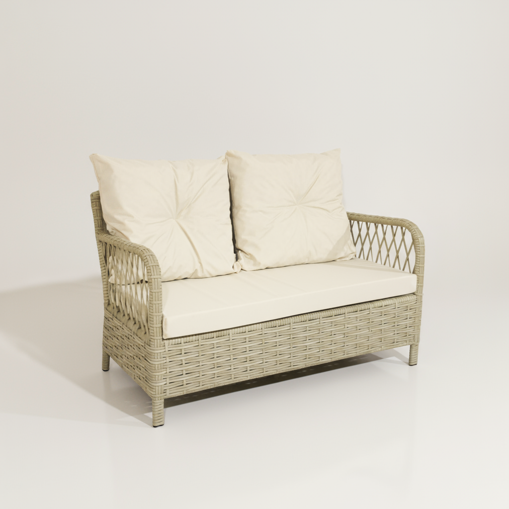 Mars Rattan Oturma Takımı 2+1+1+Sehpa - Krem