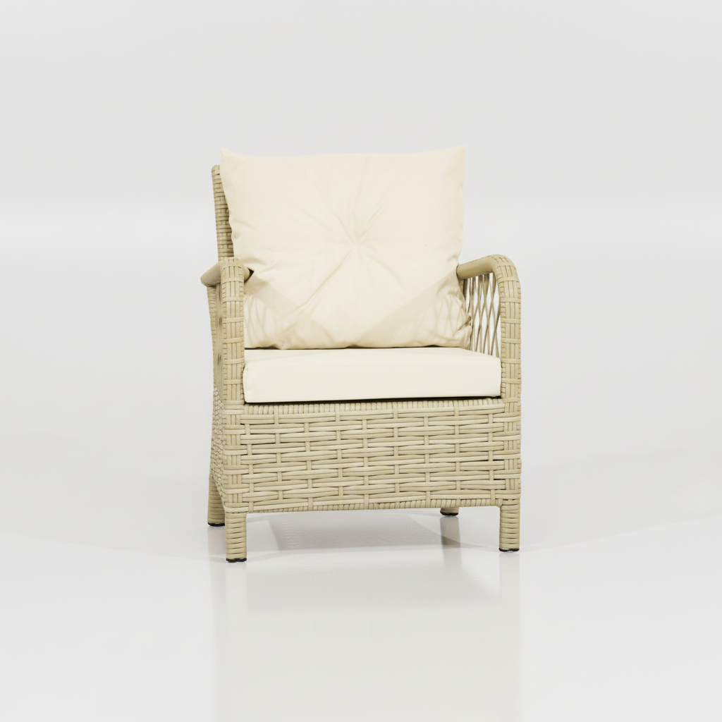 Mars Rattan Oturma Takımı 2+1+1+Sehpa - Krem