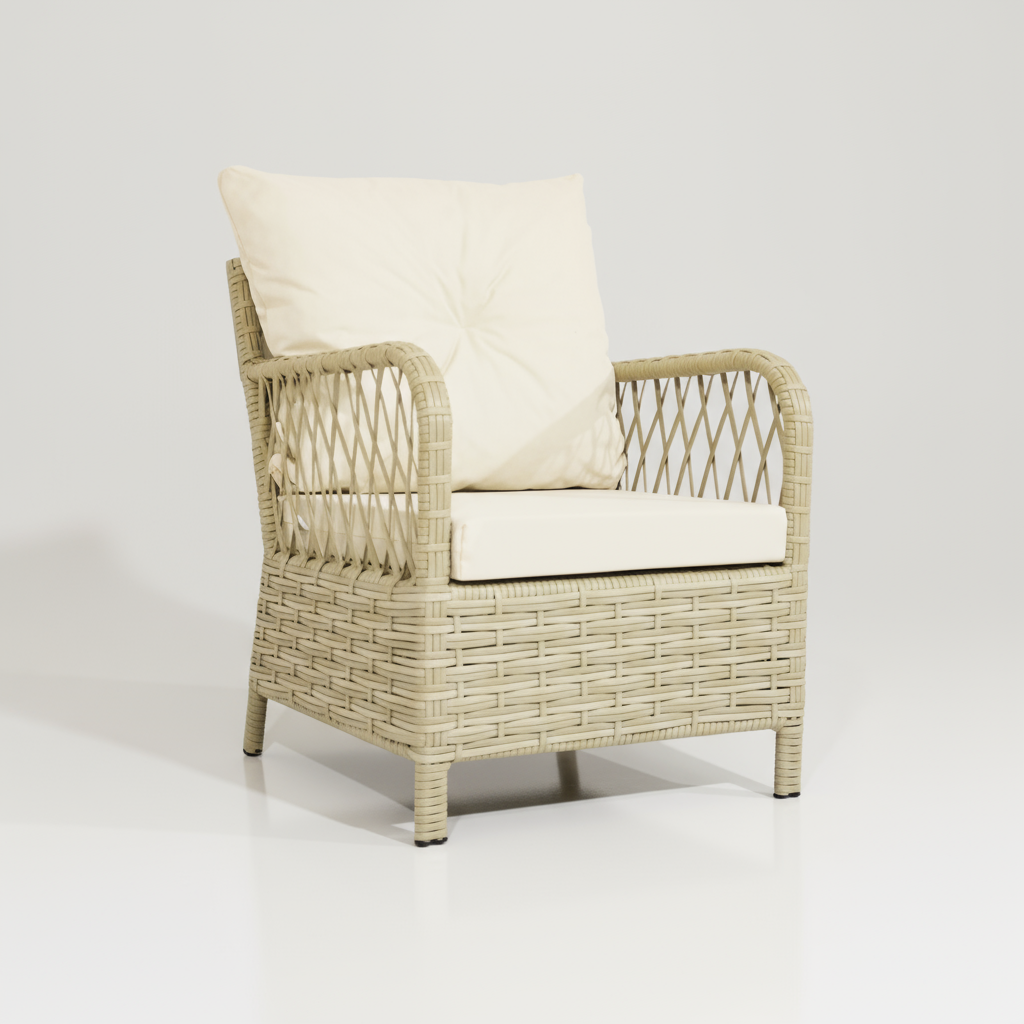 Mars Rattan Oturma Takımı 2+1+1+Sehpa - Krem